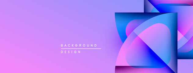 Poster - Abstract geometric shapes overlap, creating vibrant purple, blue gradients. Modern design element for backgrounds, presentations.