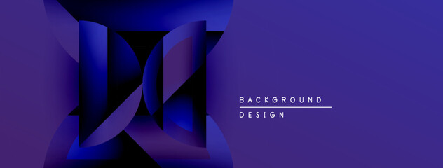 Poster - Abstract geometric shapes, vibrant purple hues, modern design. Background features layered forms, creating depth, visual interest.
