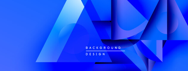 Fototapete - Abstract blue design. Overlapping shapes create dynamic visual effect. Modern, vibrant, suitable for backgrounds or presentations.