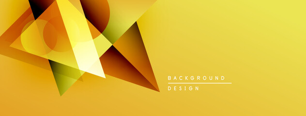 Poster - Abstract geometric shapes overlap, creating dynamic yellow, orange gradients. Modern design element for backgrounds, presentations.
