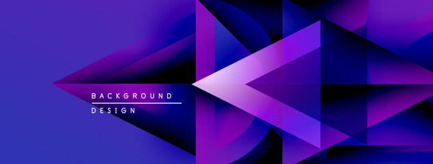 Poster - Abstract geometric shapes, vibrant purple hues, dynamic composition. Modern design elements create striking visual effect.