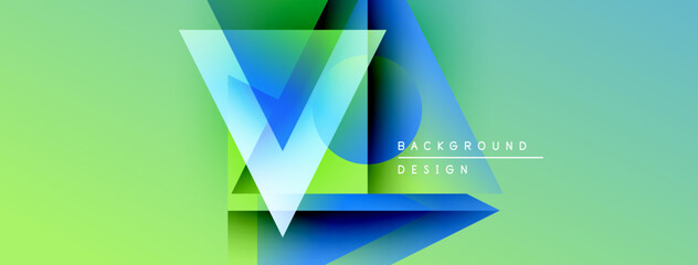 Poster - Abstract geometric shapes, vibrant greenblue gradient. Modern design elements create dynamic visual impact. Text reads background design.