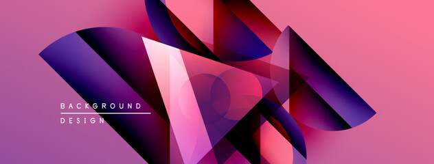 Poster - Abstract geometric shapes overlap, creating vibrant pink, purple gradients. Modern design element for backgrounds, presentations.