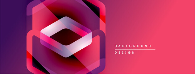 Poster - Abstract geometric design. Hexagonal layers create vibrant pink, purple gradient effect. Modern background suitable for digital projects.