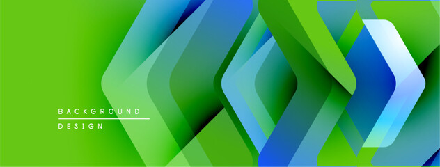 Aufkleber - Abstract geometric pattern. Bright green, blue hues create dynamic visual effect. Modern design suitable for backgrounds, banners.