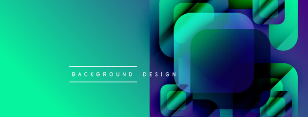 Poster - Abstract gradient background. Overlapping squares create dynamic visual effect. Text reads background design. Modern, vibrant composition.