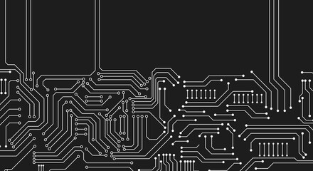 Wall Mural - electronic circuit board close up. motherboard digital chip. high-tech technology background. vector