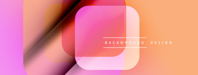 Leinwandbilder - Abstract geometric shapes, vibrant pinks, oranges blend. Modern design elements create dynamic visual texture. Smooth gradients present layered effect.