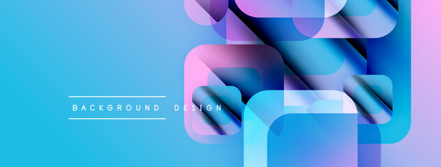Leinwandbilder - Abstract geometric shapes overlap, creating vibrant blue, pink gradients. Modern design elements suggest depth, texture, visual interest.