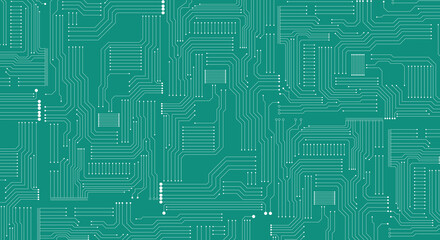 Wall Mural - green circuit electronic or electrical line with circle engineering technology concept vector backgr