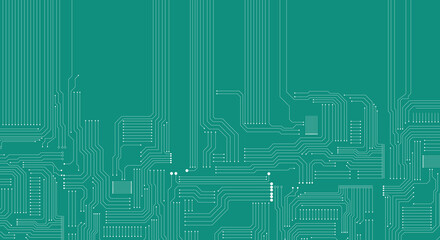 Wall Mural - futuristic network circuit with connection path lines network in green background banner template.