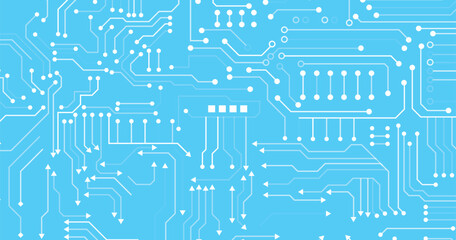 Wall Mural - blue circuit electronic or electrical line with circle engineering technology concept vector backgro