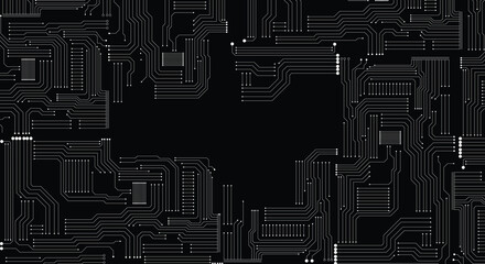 Wall Mural - white lines and dots on black background. vector art