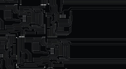 Wall Mural - black circuit electronic or electrical line with circle engineering technology concept vector backgr