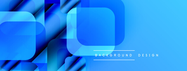 Fototapete - Abstract blue shapes overlap, creating dynamic visual effect. Gradient colors suggest depth, modern aesthetic. Text reads background design.