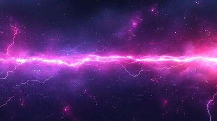 Wall Mural - Cosmic energy field with vibrant purple lightning and sparkling stars across dark space background for energetic visuals and space themes
