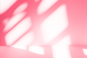 Leinwandbilder - Wall interior background, studio and backdrops show products.with shadow from window color pink background for text insertion and presentation interior decoration	
