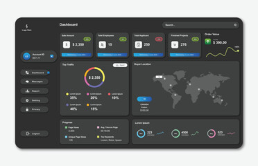 Wall Mural - user panel business dashboard. web design. modern dashboard ui design