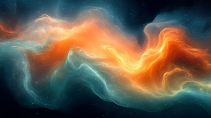 Wall Mural - cosmic nebula sky with teal and orange swirls with glowing stars deep space galaxy backdrop futurist