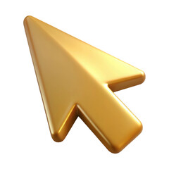 Wall Mural - golden computer mouse pointer arrow icon 3d icon in cartoon plastic style minimal isolated on transp