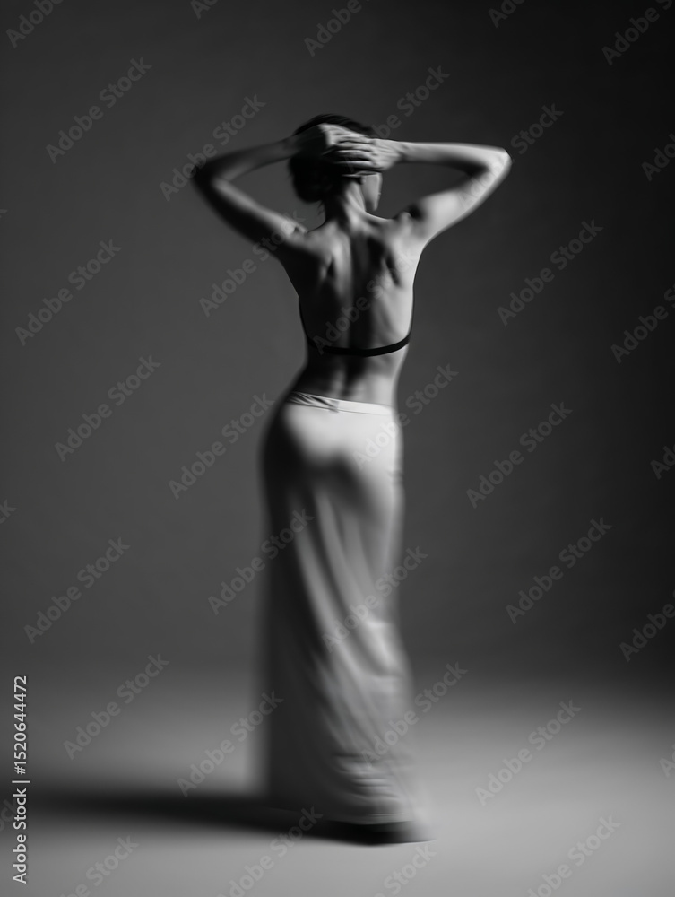 woman in black dress, woman in black dress. young man with his back pain in his back, young man with a naked torso