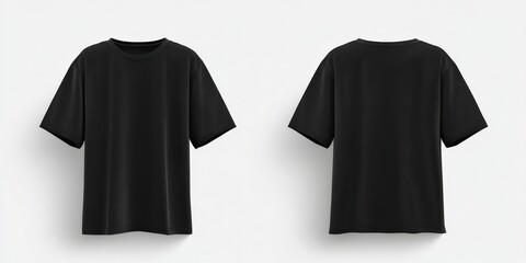 Aufkleber - Black oversized t shirt mockup isolated on white background, perfect for showcasing designs and prints