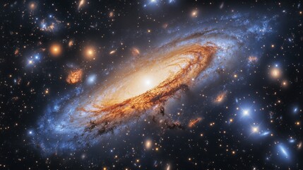 Spiral Galaxy in Deep Space: Cosmic Dust and Starlight