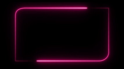 Wall Mural - Neon light rectangle frame loading icon animation. Glowing neon rectangle border frame in the shape rectangle.