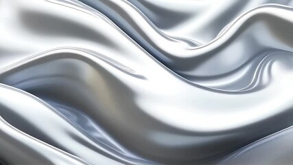 Poster - Liquid Silver: Abstract Waves of Metallic Flow