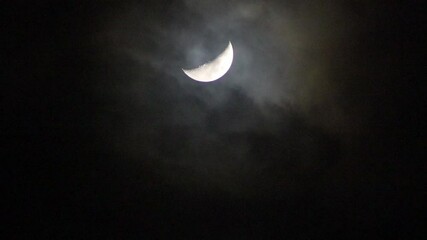 Wall Mural - half moon and clouds at night