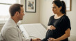 © Vasiliy - Pregnant woman consulting with male doctor in medical office clinic. Maternity healthcare prenatal checkup medical examination pregnancy care gynecology obstetrics