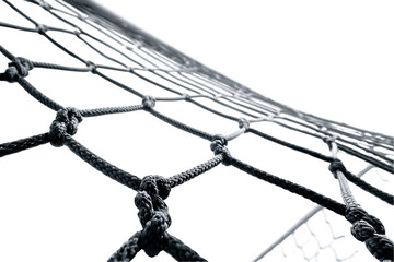 Intricate Knotted Rope Net Close-Up on Transparent Background, PNG