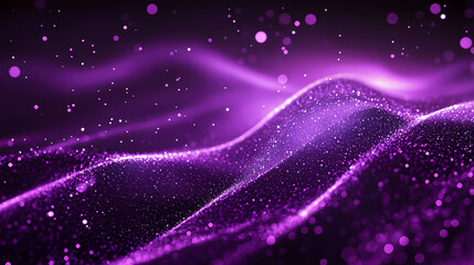 Wall Mural - digital purple particles wave and light abstract background with shining dots stars.