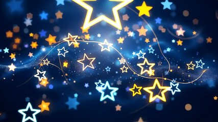 Wall Mural - Beautiful digital artwork showcasing a celestial display of radiant and glowing stars in blue.