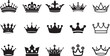 © HRIDOY - This versatile vector icon set features a diverse array of crown styles, from classic king and queen emblems to minimalist and modern tiara and coronet designs, making it a trending asset.