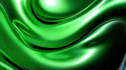 Poster - Abstract Green Liquid Flowing Dynamically