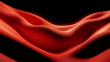 Poster - Abstract Red Waves Flowing Dynamically in Dark
