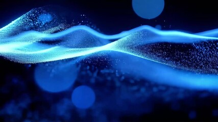 Poster - Abstract Blue Particle Wave: Dynamic Light and Motion