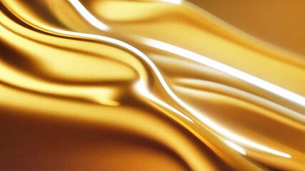 Poster - Liquid Gold Abstract: Dynamic Waves of Shimmering Metal