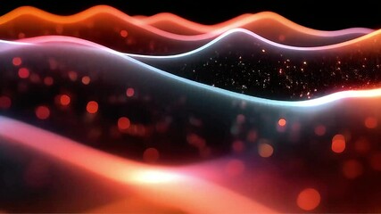 Poster - Abstract Waves of Light: Glowing Red and Blue Energy
