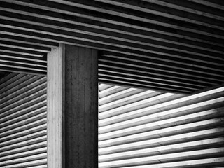 Fototapete - Architecture details Concrete column Line pattern wall ceiling Grey texture Art background