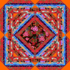 Wall Mural - luxurious ethnic design for tablecloth, carpet, blanket, shawl. festive patchwork pattern in folk st