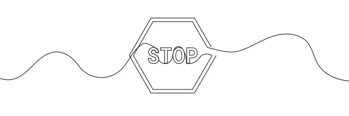 Wall Mural - stop text in one line drawing. one line drawing background. continuous line drawing of stop sign. ve
