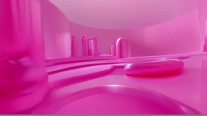 Poster - Abstract Pink Fluid Forms: A Dynamic 3D Animation