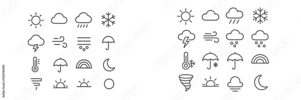 Image vectorielle Stock Weather symbols representing various conditions ...