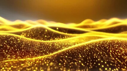 Poster - Golden Particle Waves: Abstract Animated Background