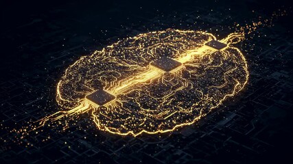 Wall Mural - computer brain with glowing circuit connections. artificial intelligence processors and neural netwo