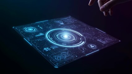 Wall Mural - female hand touching futuristic digital interface showing data and charts. concept of future technol