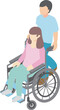© ribbon_s - アイソメトリック　俯瞰　人物　男性　女性　車椅子　介護　福祉　介護士　福祉　メディカル　イラスト