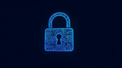 Wall Mural - digital padlock with network lines and glowing circuit. cybersecurity, data protection and internet 